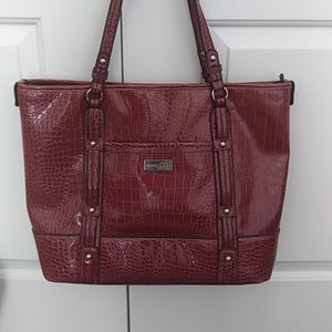 Nine West Large Red Crocodile Tote Bag